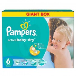 Подгузники, Pampers (Памперс) 16+ кг р. 6 №76 актив беби экстра лардж