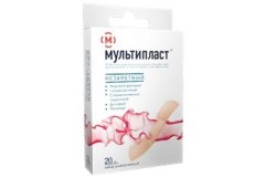 Лейкопластырь бактерицидный Мультипласт незаметный (универсальный набор 4 размера - 2 шт 2.3х2.3см + 2 шт 3.8х3.8см + 8 шт 1.9х7.2см + 8 шт 2.5х7.2см) 20 шт.